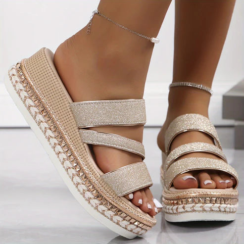 Aveline™ - Sandales compensées confort en tissu premium