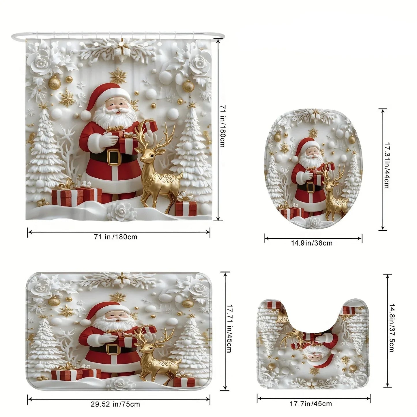 Noel™ | Set Navideño Completo para Baño (4 Piezas)