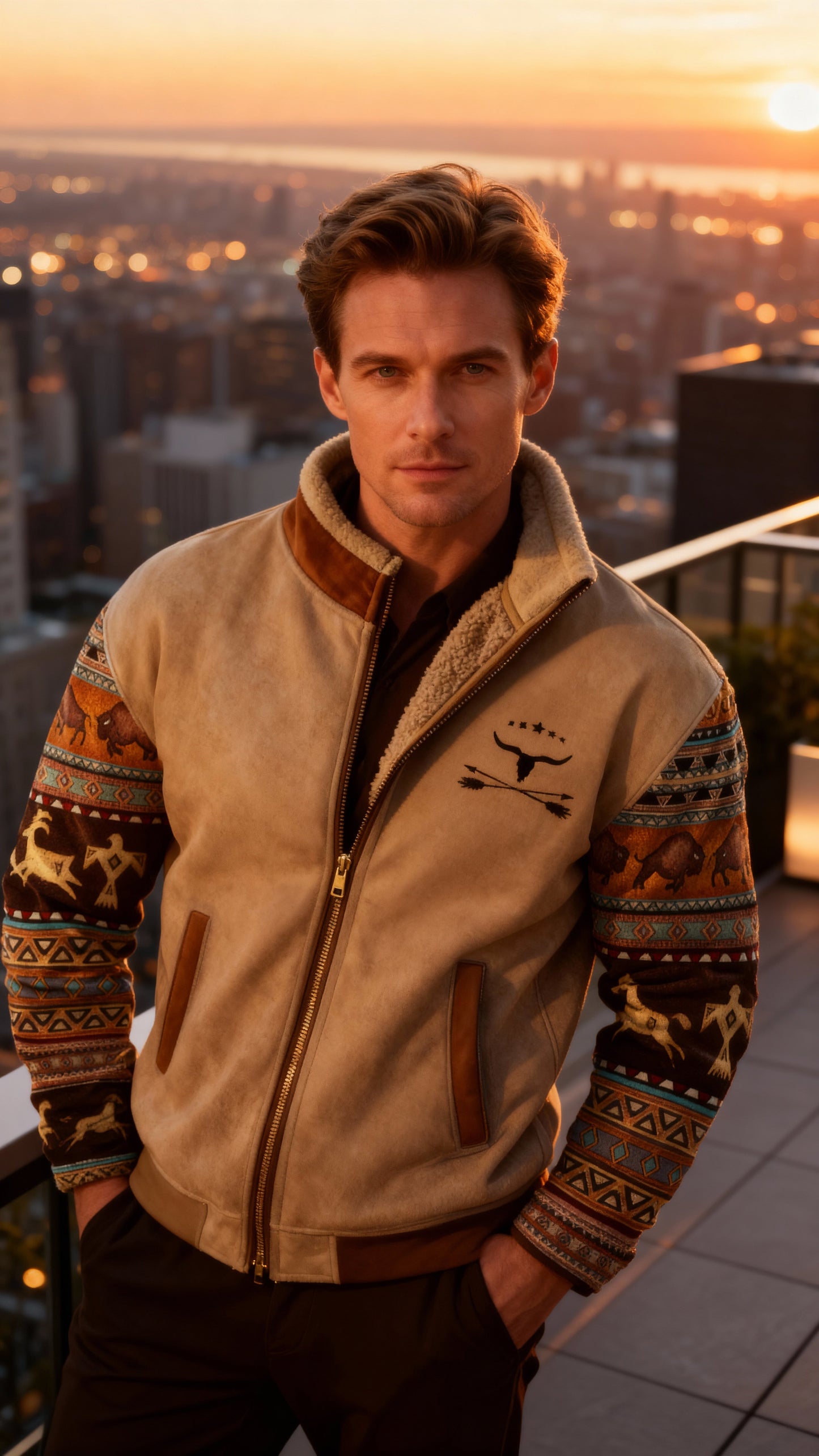 Héctor™ | Chaqueta cálida con forro de borreguillo y diseño tribal