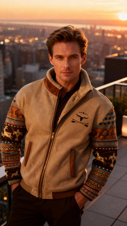 Héctor™ | Chaqueta cálida con forro de borreguillo y diseño tribal