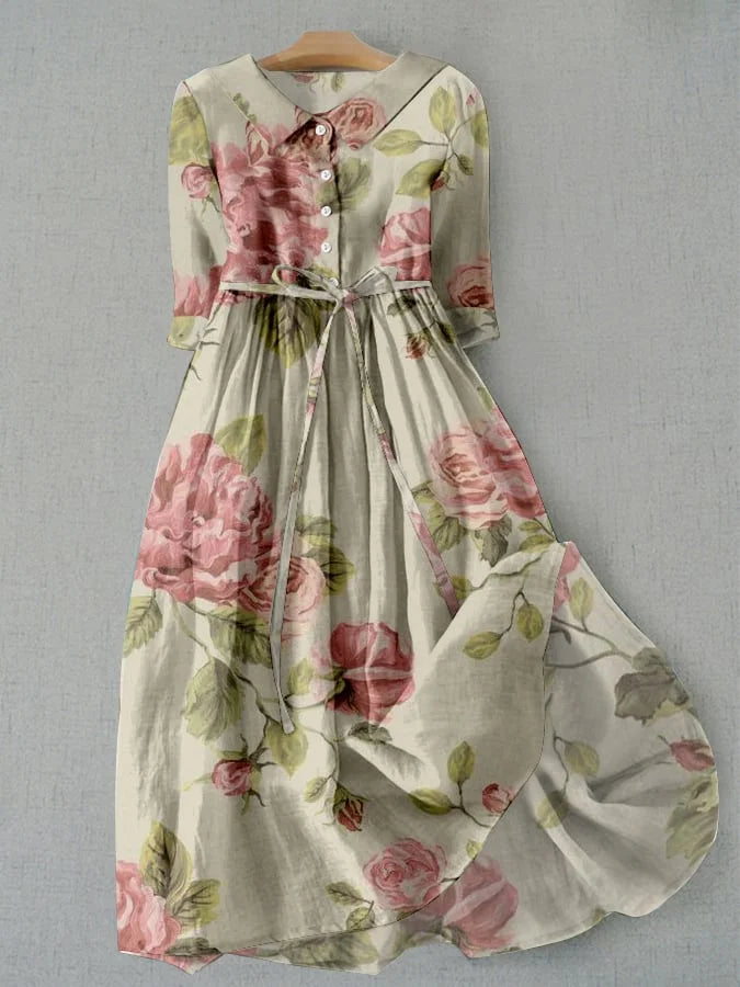 Isabella™ | Vestido Vintage Floral de Lino