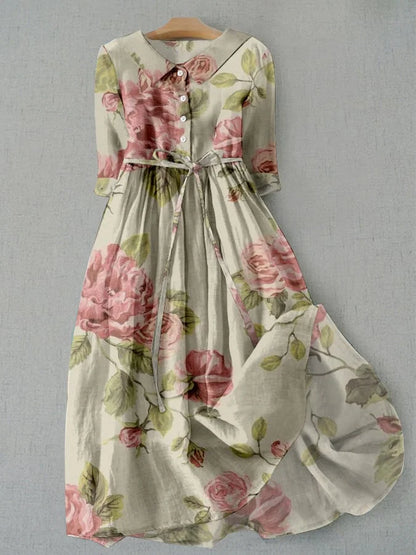 Isabella™ | Vestido Vintage Floral de Lino