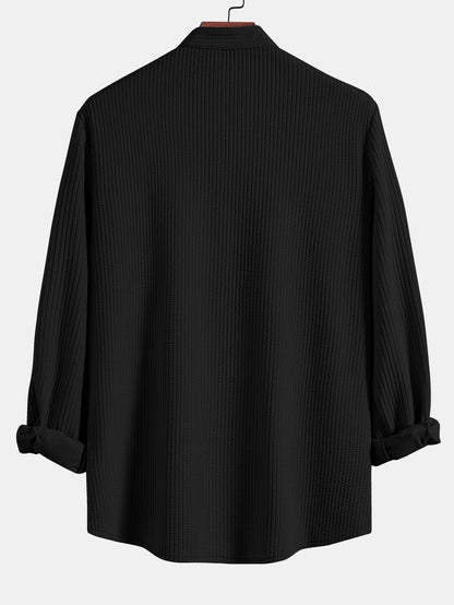 Léon™ | T-shirt à col montant côtelé et manches longues Muscle Fit