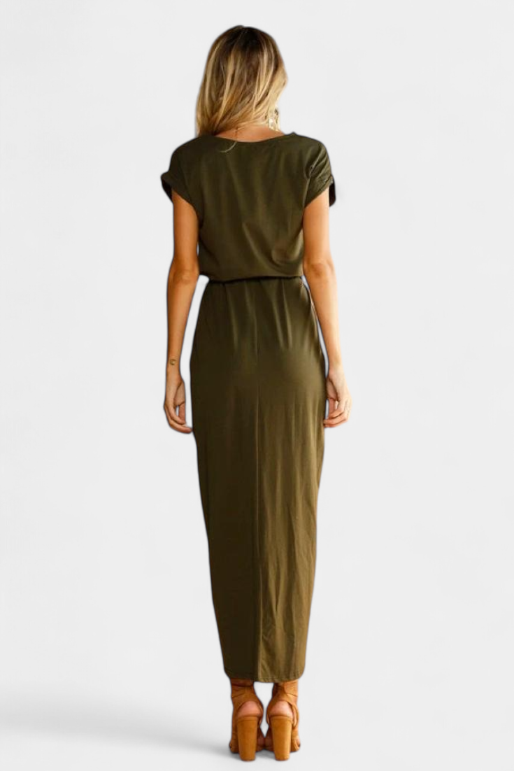 Clarissa Vestido Midi Envolvente con Abertura Lateral