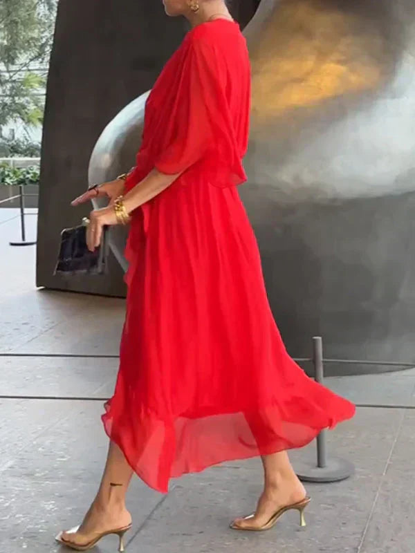 Solène™ | Robe en mousseline de soie à col en V